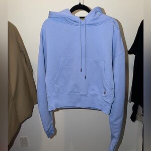 H&M X Mugler Women's Cropped Hoodie in Sky Blue